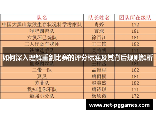 如何深入理解重剑比赛的评分标准及其背后规则解析